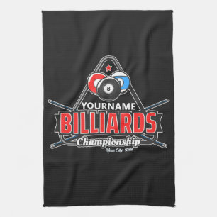 Personalised NAME Billiards 8 Ball Pool Cue Rack  Tea Towel