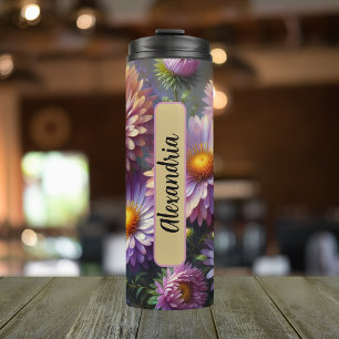Personalised Name Birth Flower September 16 oz Thermal Tumbler