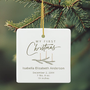 Personalised Name Birth Stats My First Christmas Ceramic Ornament