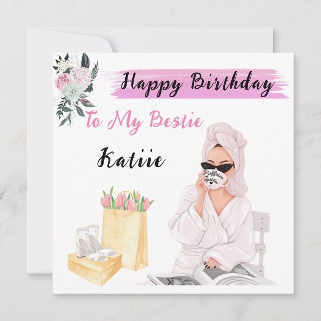 Personalised Name Birthday Card for Best Friend (Front)