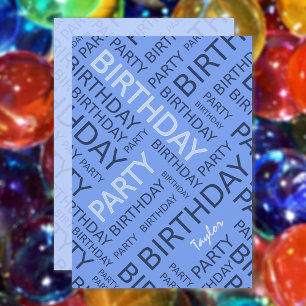 Personalised name Birthday party invitation blue