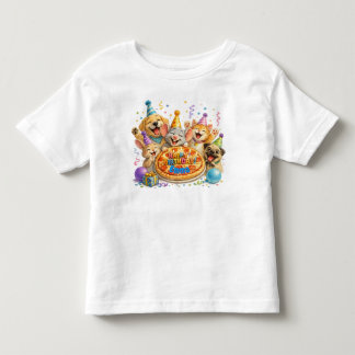 Personalised Name Birthday Pizza Party Animals Toddler T-Shirt