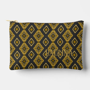 Personalised Name Black and Gold Elegant Accessory Pouch