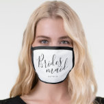 Personalised name black and white bridesmaid face mask<br><div class="desc">Elegant personalised "bridesmaid" script and name,  great personalised bridal party gifts</div>