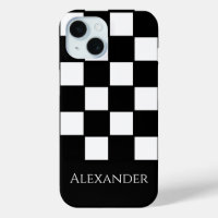 Personalised Name Black and White Check