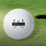 Personalised Name Black And White Clubs Golf Balls<br><div class="desc">Personalise the name to create a great golf gift and keepsake. Designed by Thisisnotme©</div>