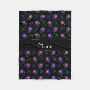 Personalised name black archery fleece blanket