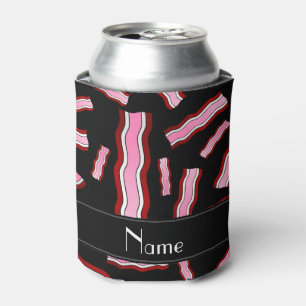 Personalised name black bacon pattern can cooler