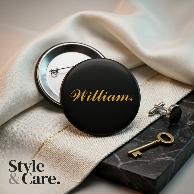 Personalised Name Black Badge Style Pinback Button (Personalized Name Black Badge Style Pinback Button)