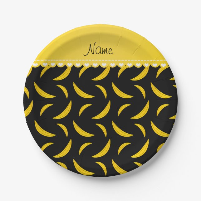 Personalised name black bananas paper plate (Front)
