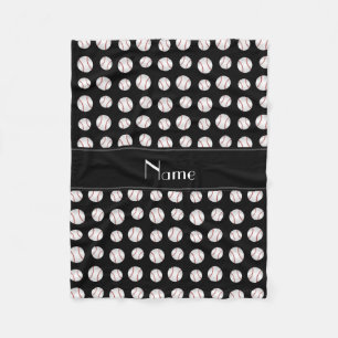 Personalised name black baseballs fleece blanket