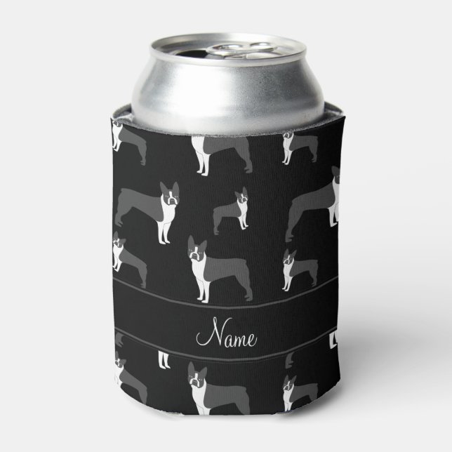 Personalised name black boston terrier can cooler (Can Front)