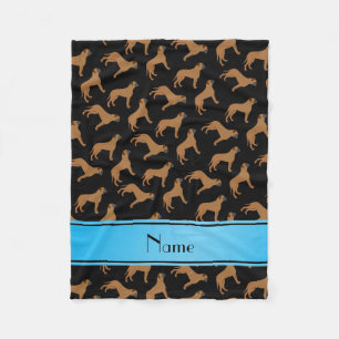 Personalised name black bullmastiff dogs fleece blanket