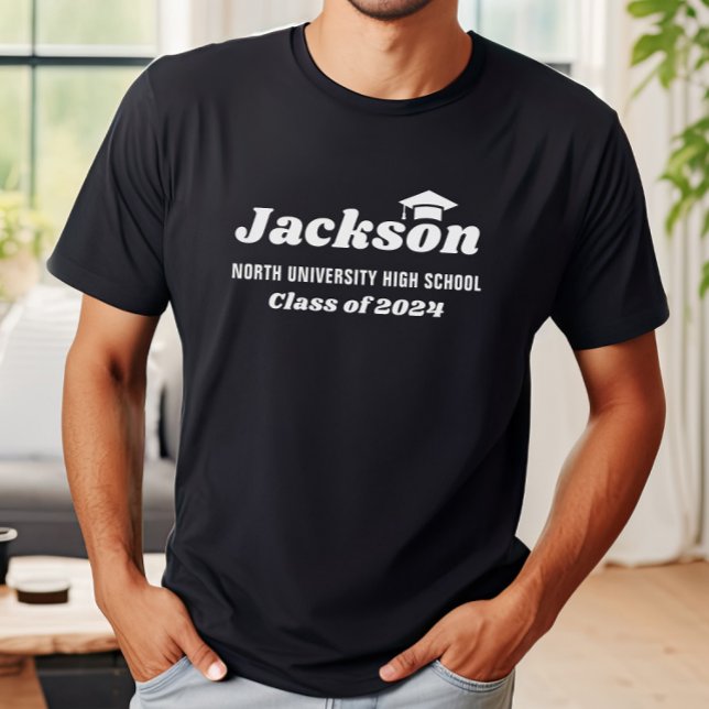 Personalised Name Black Class of 2025 Graduation T-Shirt (Creator Uploaded)