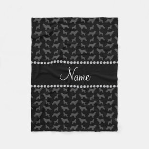 Personalised name black cocker spaniel fleece blanket