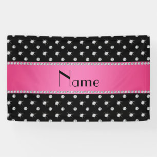 Personalised name black diamonds pink stripe banner