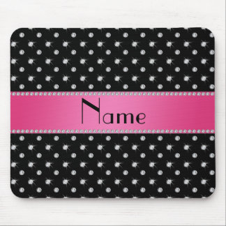 Personalised name black diamonds pink stripe mouse pad