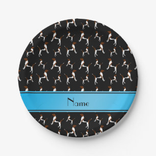 Personalised name black English Foxhounds Paper Plate