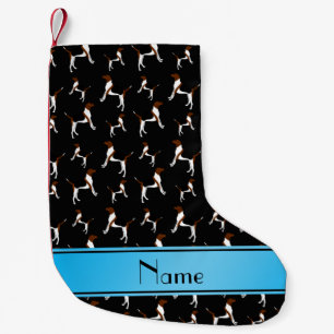 Personalised name black English Foxhounds Small Christmas Stocking