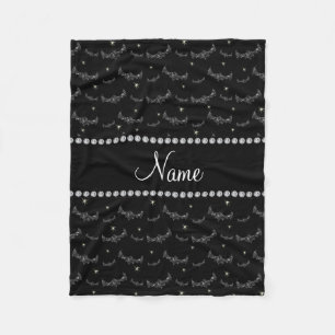 Personalised name black glitter bats fleece blanket