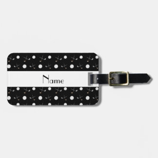 Personalised name black golf balls luggage tag