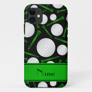 Personalised name black golf balls tees iPhone 11 case