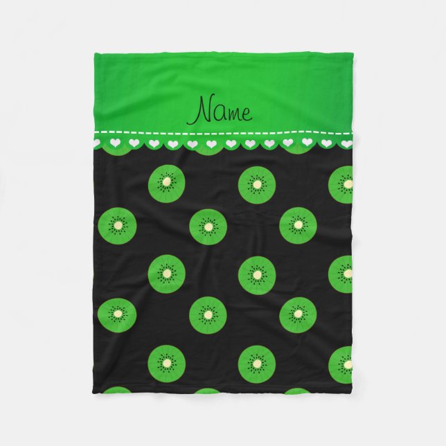 Personalised name black green kiwi fleece blanket (Front)