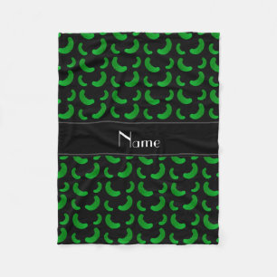 Personalised name black green pickles fleece blanket