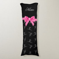 Personalised name black gymnastics pink bow