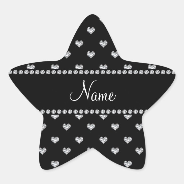 Personalised name black heart diamonds star sticker (Front)