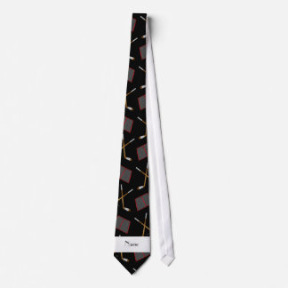 Personalised name black hockey pattern tie