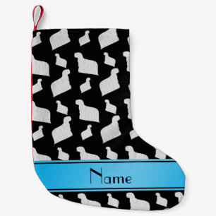 Personalised name black Komondor dogs Small Christmas Stocking