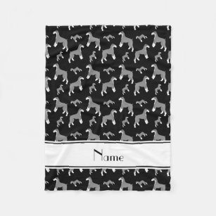 Personalised name black Miniature Schnauzer dogs Fleece Blanket