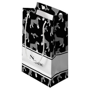 Personalised name black Miniature Schnauzer dogs Small Gift Bag