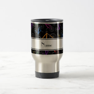 Personalised name black mountain bikes travel mug
