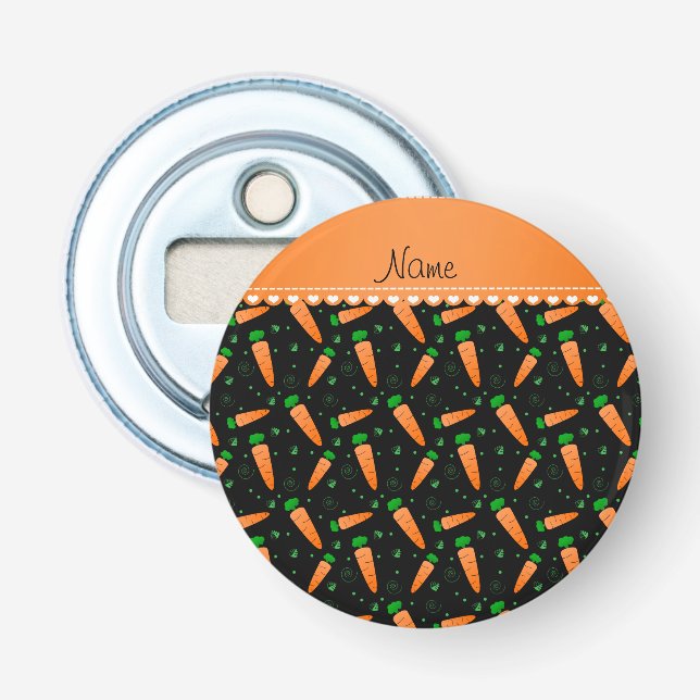 Personalised name black orange carrots bottle opener (Front)