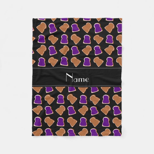 Personalised name black peanut butter jelly fleece blanket (Front)