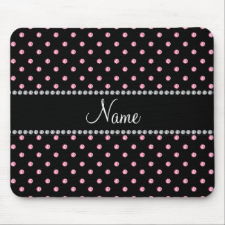 Personalised name Black pink diamonds Mouse Pad