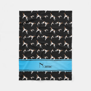 Personalised name black Pointer dogs Fleece Blanket