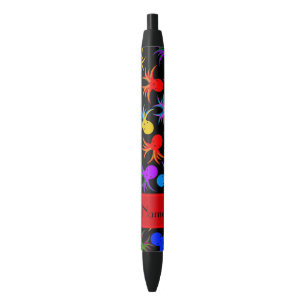 Personalised name black rainbow octopus black ink pen
