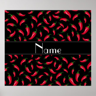 Personalised name black red chilli pepper poster