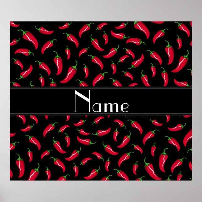 Personalised name black red chilli pepper poster (Front)