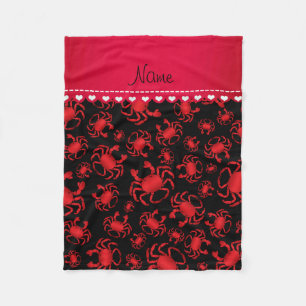 Personalised name black red crab pattern fleece blanket