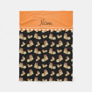 Personalised name black shih tzu dogs fleece blanket