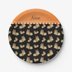 Personalised name black shih tzu dogs paper plate