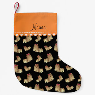 Personalised name black shih tzu dogs small christmas stocking