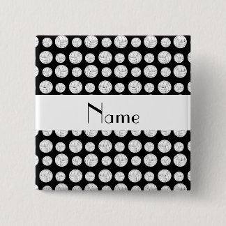 Personalised name black volleyball balls 15 cm square badge