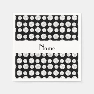 Personalised name black volleyball balls napkin