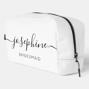 Personalised Name black white Bridesmaid Makeup Dopp Kit