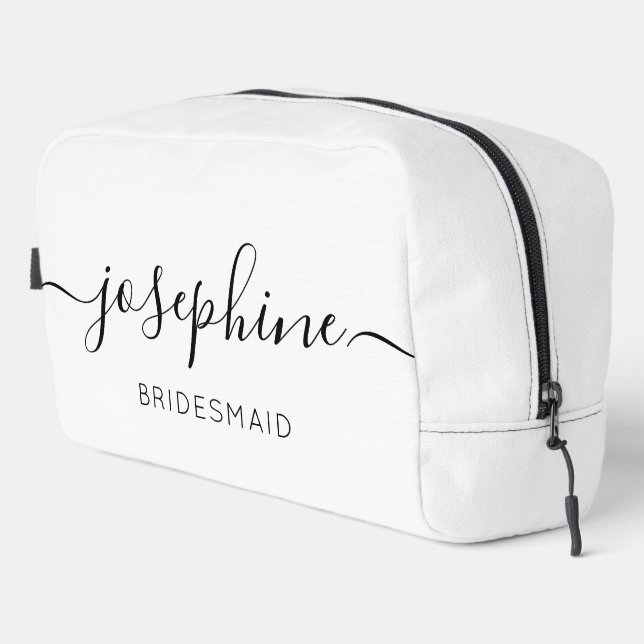 Personalised Name black white Bridesmaid Makeup Dopp Kit (Right Corner)